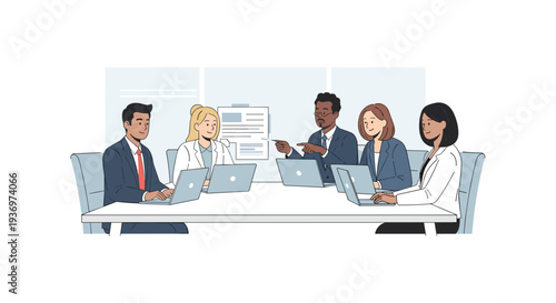 Business Team Meeting with Laptops.