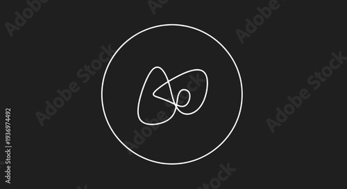 Simple White Atom Icon on Black.