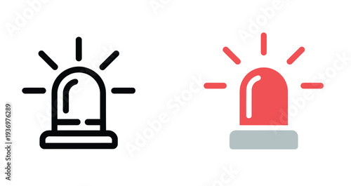 Siren Icon, Emergency Light Symbol, professional vector pack showing flashing emergency lights, alarm indicators, and alert symbols, scalable flat vector illustrations ideal for security, safety apps,
