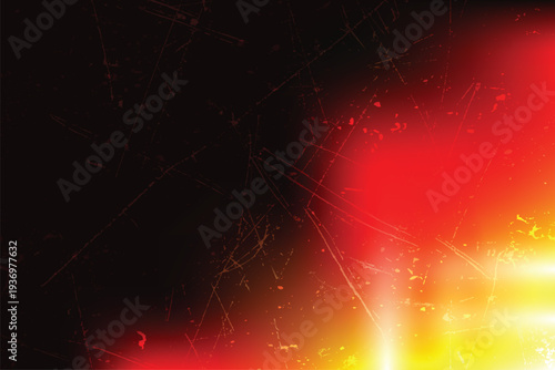 Light leak film burn overlay with grunge scratches and dust. Retro analog camera film damage texture background for creative design.