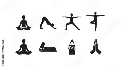 Yoga Meditation and Wellness Icons Collection