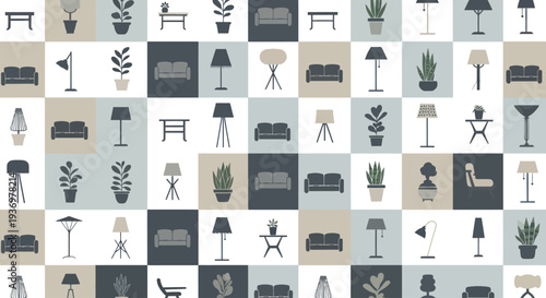 Collection of Various Furniture and Home Decor Icons.