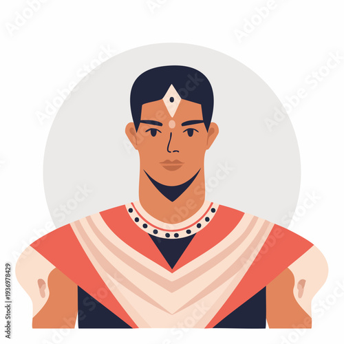 Illustration of a man with traditional attire.