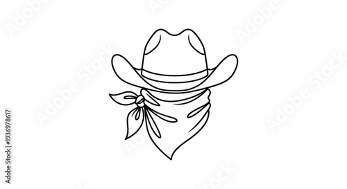 Cowboy Hat and Bandana Illustration Simple Design.