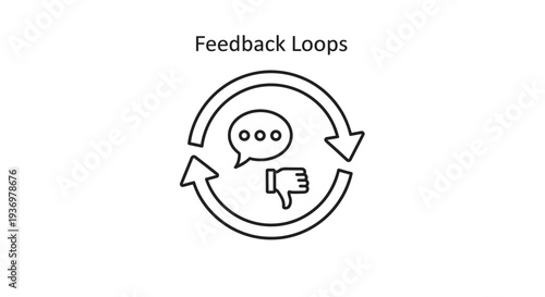 Feedback Loops Icon Illustrating Communication, Review, and Continuous Improvement Process on a White Background