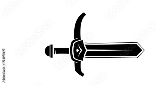Black Medieval Sword with Curved Guard.