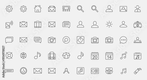 General UI UX Outline Icons Set for Web and Mobile Applications, isolated white background.