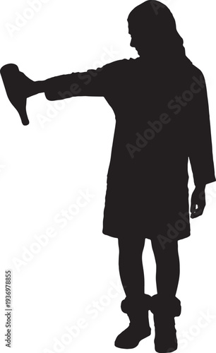 vector,  silhouette of  Front view of a woman throwing or emptying a bottle
