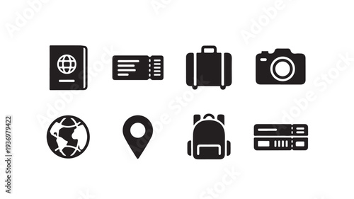 Travel Adventure and Global Tourism Icons Set