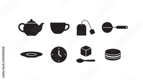Tea Time and Traditional Beverage Icons Collection