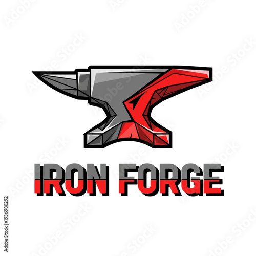 Iron Forge Anvil Logo Design with Bold Typography.