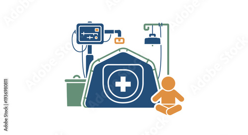 Critical Medical Care for Children Emergency Tent, Ventilator, and Infant Icon