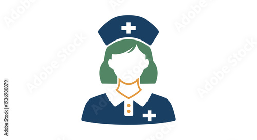 Clean vector illustration of a female nurse in uniform with a medical cross, representing healthcare services