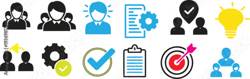 Business strategy and teamwork icons