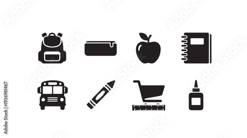 Back to School and Education Stationery Icons Collection