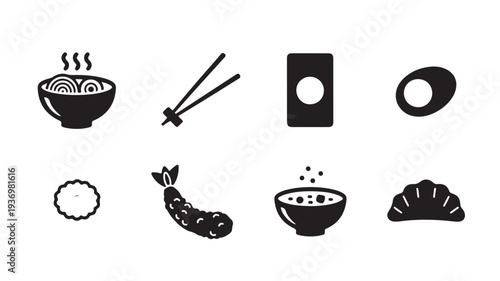 Asian Cuisine and Street Food Icons Collection