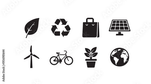 Ecology and Renewable Energy Environment Icons Set
