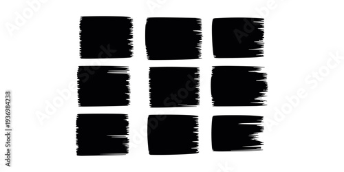 Black brush stroke rectangles on white background