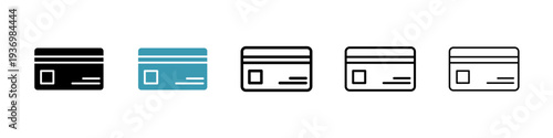 Credit card icons collection in black and blue colors