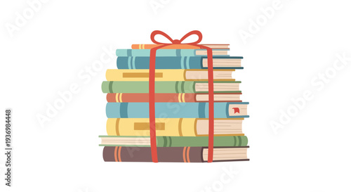 Stack of Books Tied with Ribbon.