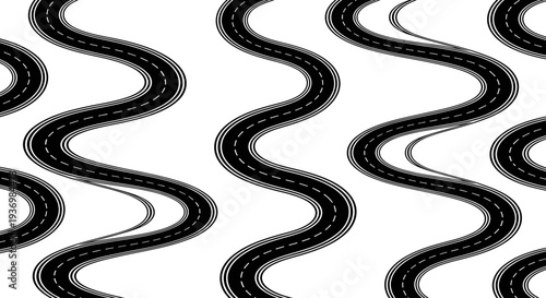Black Wavy Lines on White Background.