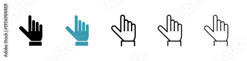 Cursor hand icons collection in black and blue colors