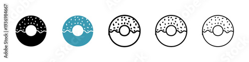 Doughnut icons collection in black and blue colors