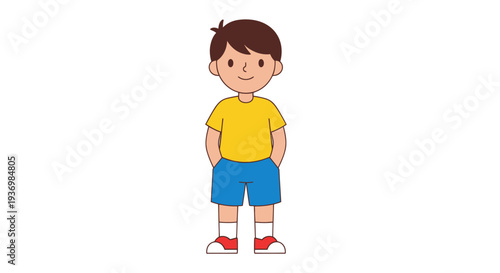 Cartoon Boy Standing in Casual Outfit.