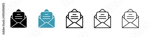 Envelope icons collection in black and blue colors