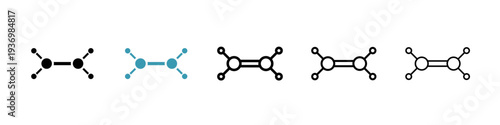 Ethylene molecule icons collection in black and blue colors
