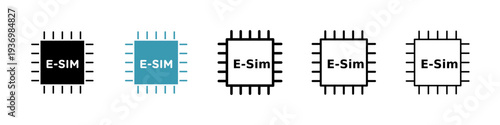 ESIM icons collection in black and blue colors