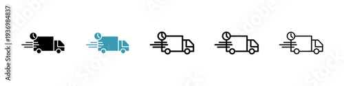 Express Delivery icons collection in black and blue colors