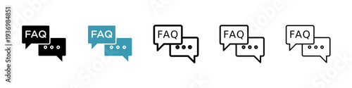 FAQ icons collection in black and blue colors