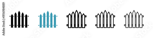 Fence icons collection in black and blue colors