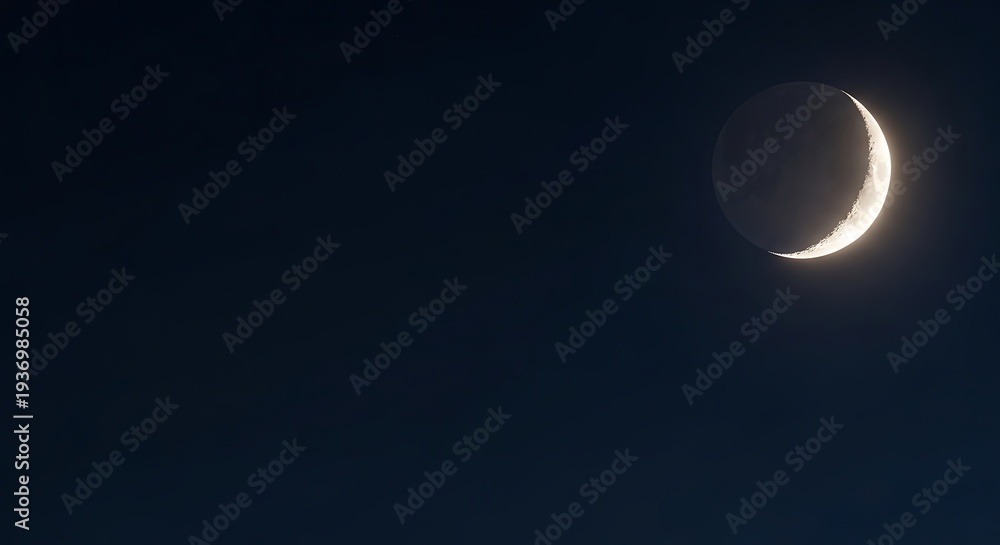 Obraz premium Crescent moon in the dark night sky.