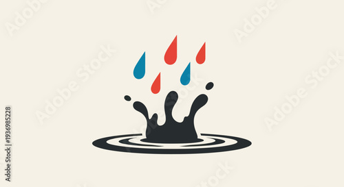 Colorful Liquid Splash Droplets Icon Illustration.