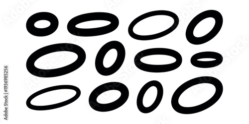 Black ovals on white background shapes abstract