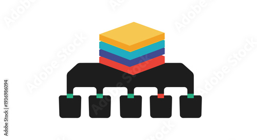Conceptual illustration of a robust data management system with layered storage and distributed processing for digital networks