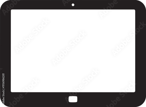 Tablet computer silhouette on transparent background, modern portable electronic device