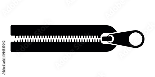 Black zipper with white teeth and handle on white background zipper handle zipper on white background