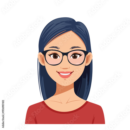 Woman with glasses smiling portrait illustration