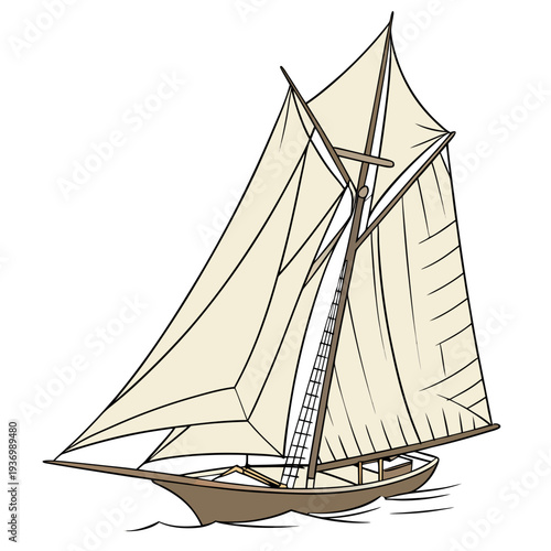 Traditional twin sail boat on water sailboat traditional boat