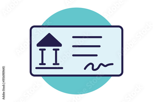 Bank check flat icon. Icon related to bank. Finance elements vector illustration