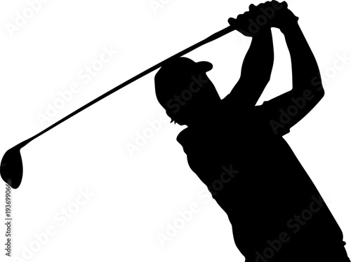 Black silhouette of a man swinging a golf club vector