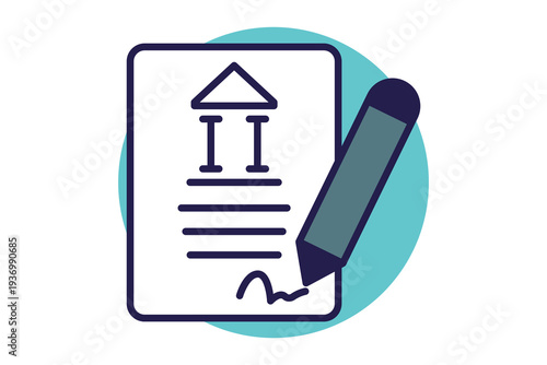 Contract flat icon. Icon related to bank. Document elements vector illustration