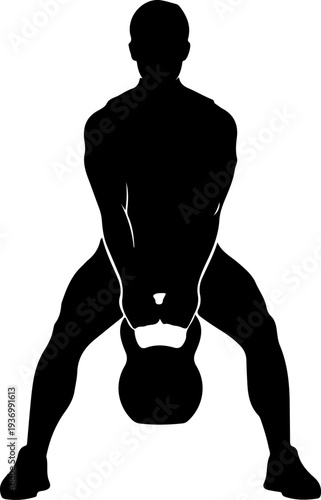 Vector silhouette of man lifting kettlebell