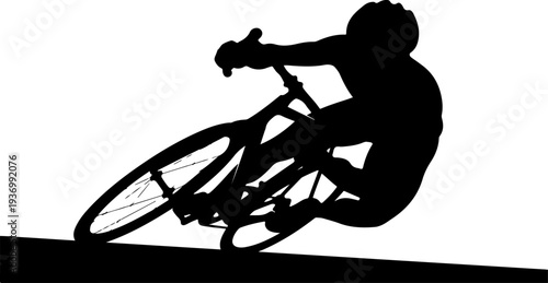 Vector silhouette of a cyclist riding a bicycle