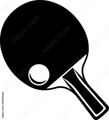 Black ping pong paddle vector icon