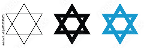 Star of David line icon. Simple hexagram religious symbol in thin outline style, isolated on a white background, vector illustration for Jewish religion, faith symbol and cultural heritage design.