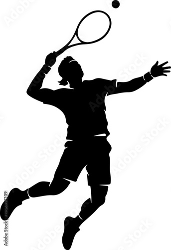 Black silhouette of a tennis player vector